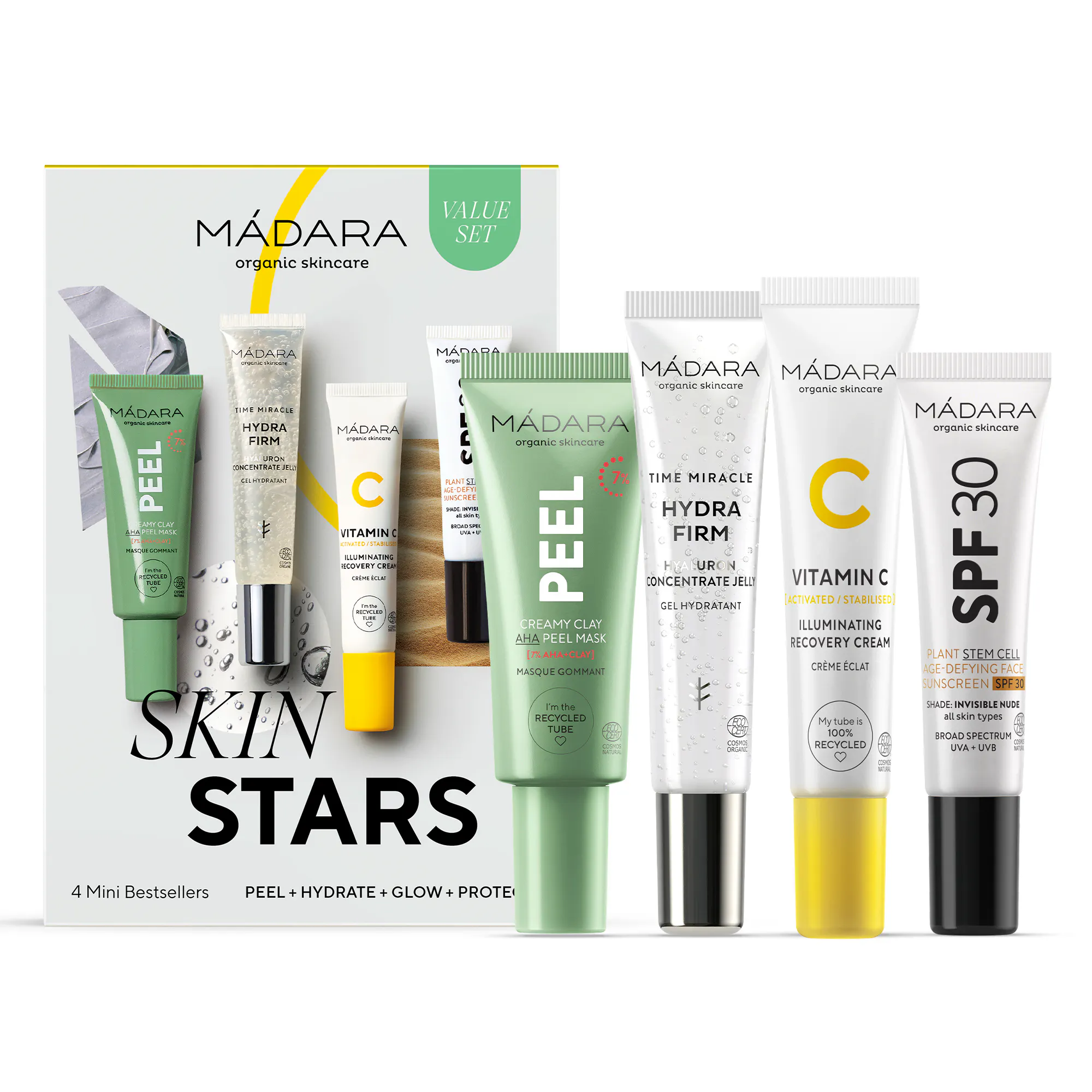 MÁDARA Skin Stars 4 Mini Bestsellers Set 10 ml + 2 x 15 ml + 17 ml