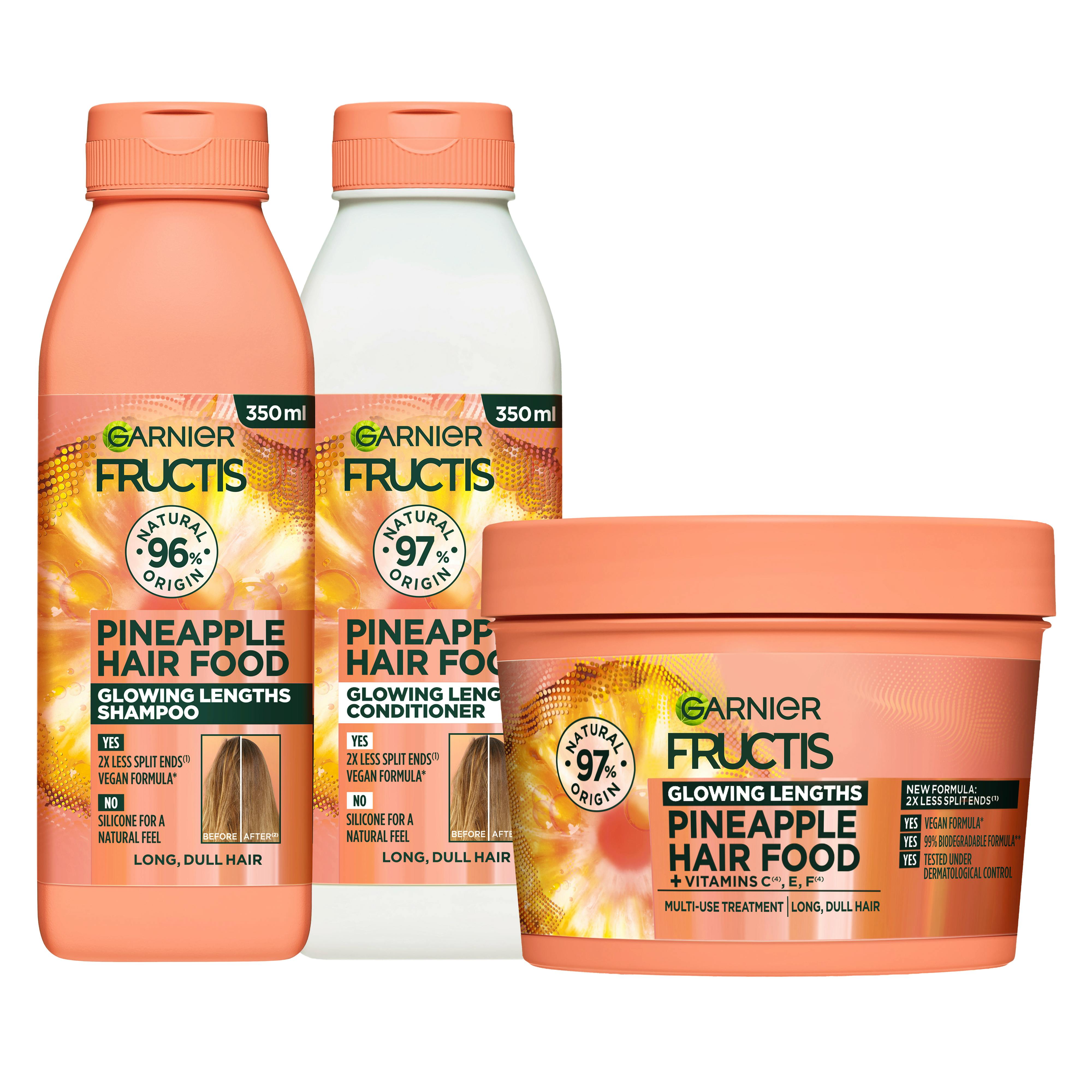 Garnier Fructis Hair Food Pineapple Shampoo, Conditioner & Mask 2 x 350 ml + 400 ml