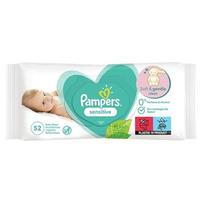 Pampers Sensitive Baby Wipes Fragrance Free 52 pcs