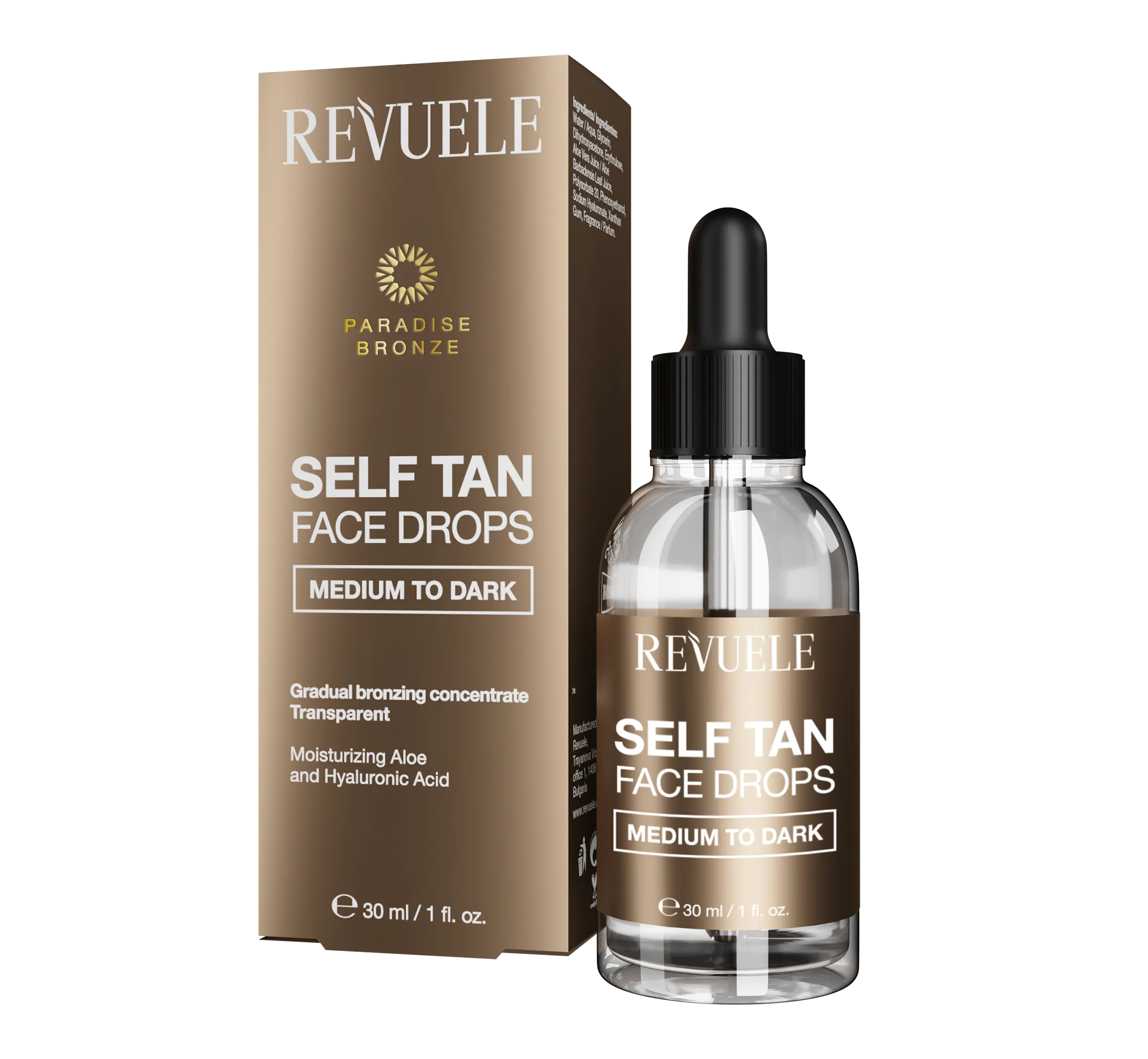 Revuele Self Tan Face Drops Medium To Dark 30 ml