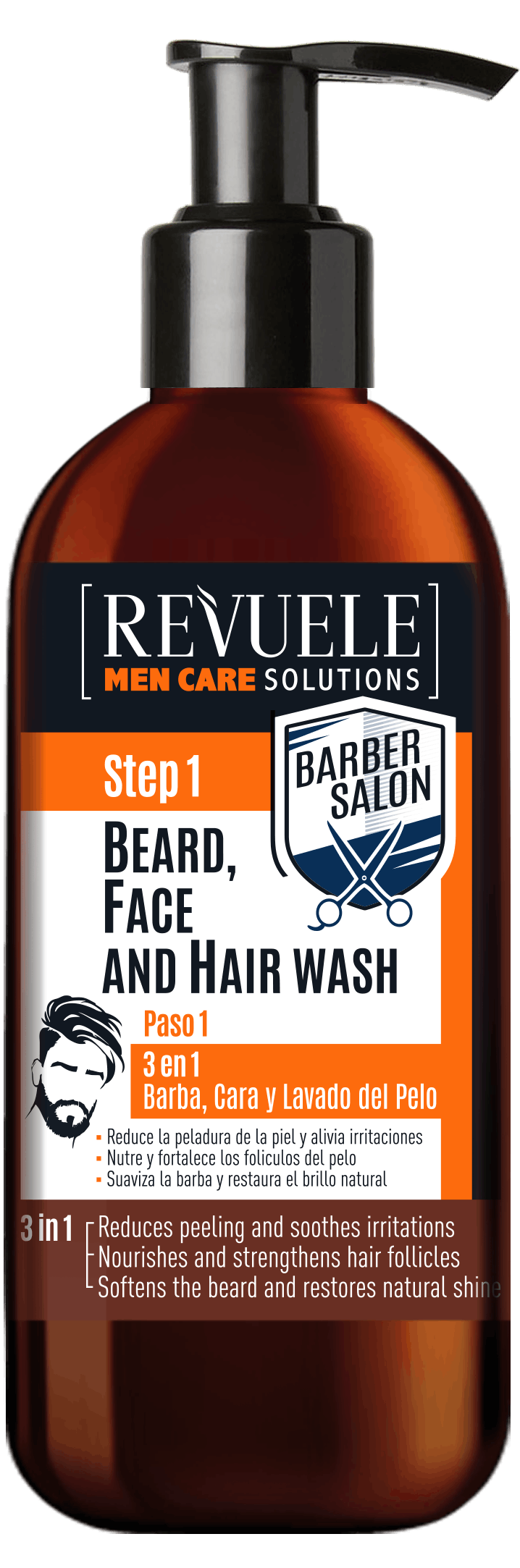 Revuele Men Step 1 3in1 Beard, Face & Hair Wash 300 ml