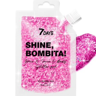 7DAYS SHINE, BOMBITA! Gel Glitters for Hair and Body 901 Playful Pink 90 ml