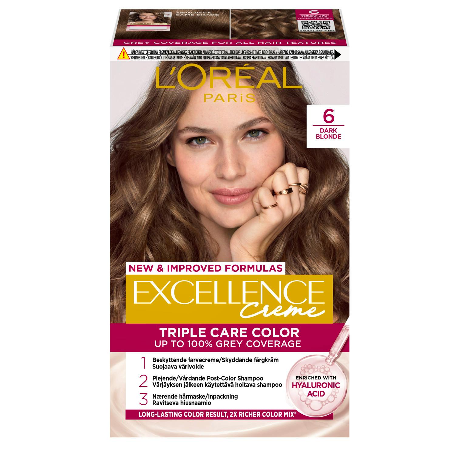 L'Oréal Paris Excellence Creme Hair Color 6.0 Dark Blonde 1 stk