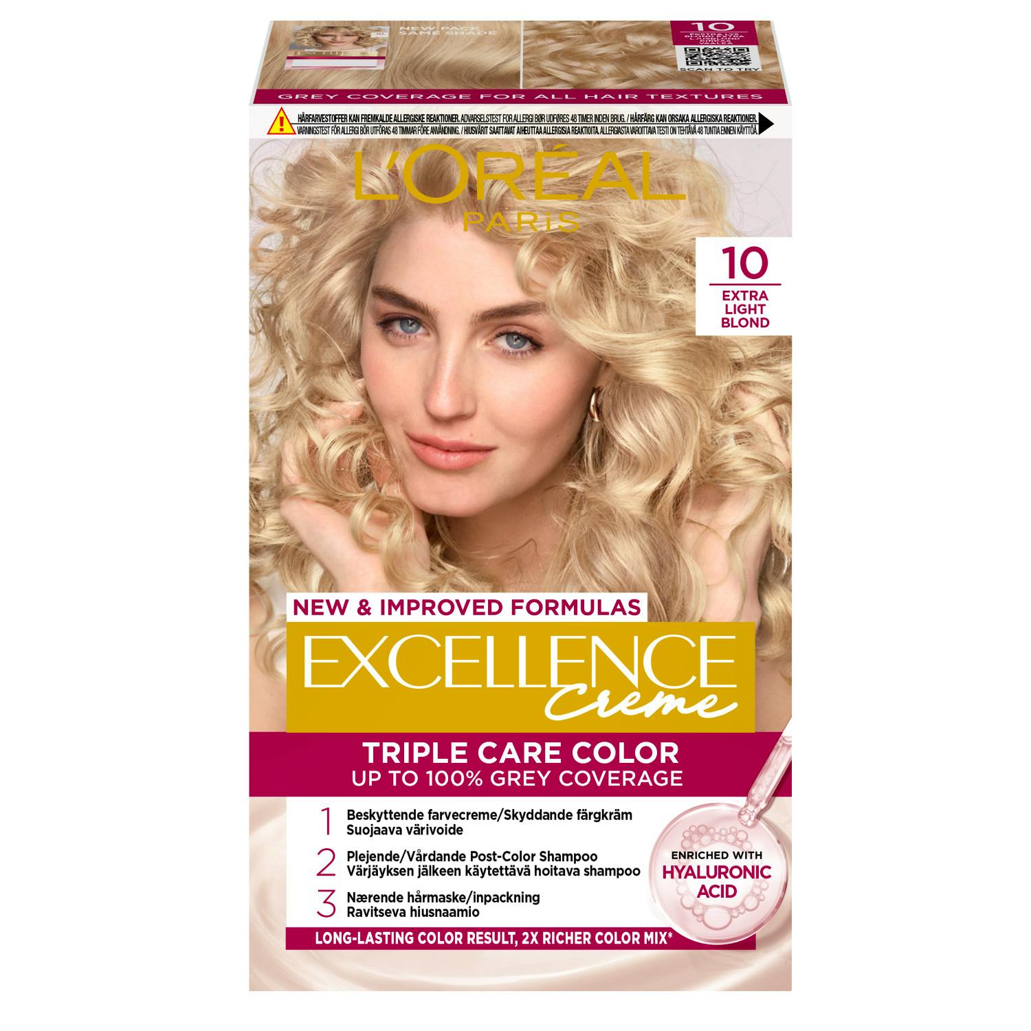 L'Oréal Paris Excellence Creme Hair Color 10 Extra Light Blonde 1 stk