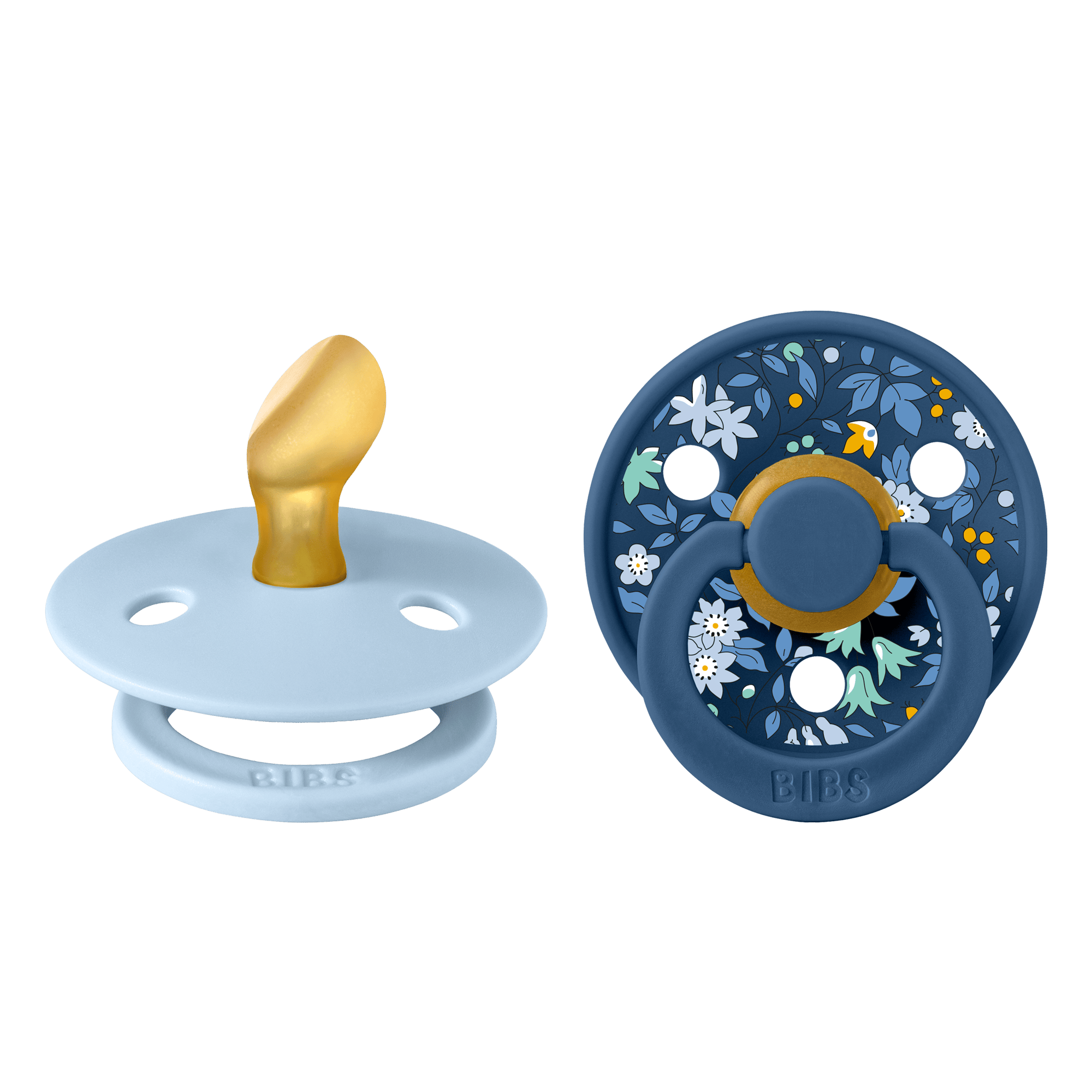 BIBS Liberty Pacifier Colour 2 Pack Chamomile Lawn Latex Size 1 Anatomical Baby Blue Mix 2 st