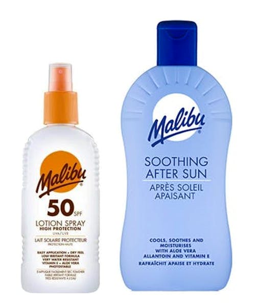 Malibu Sun Lotion Spray SPF50 & Soothing After Sun 200 ml & 400 ml