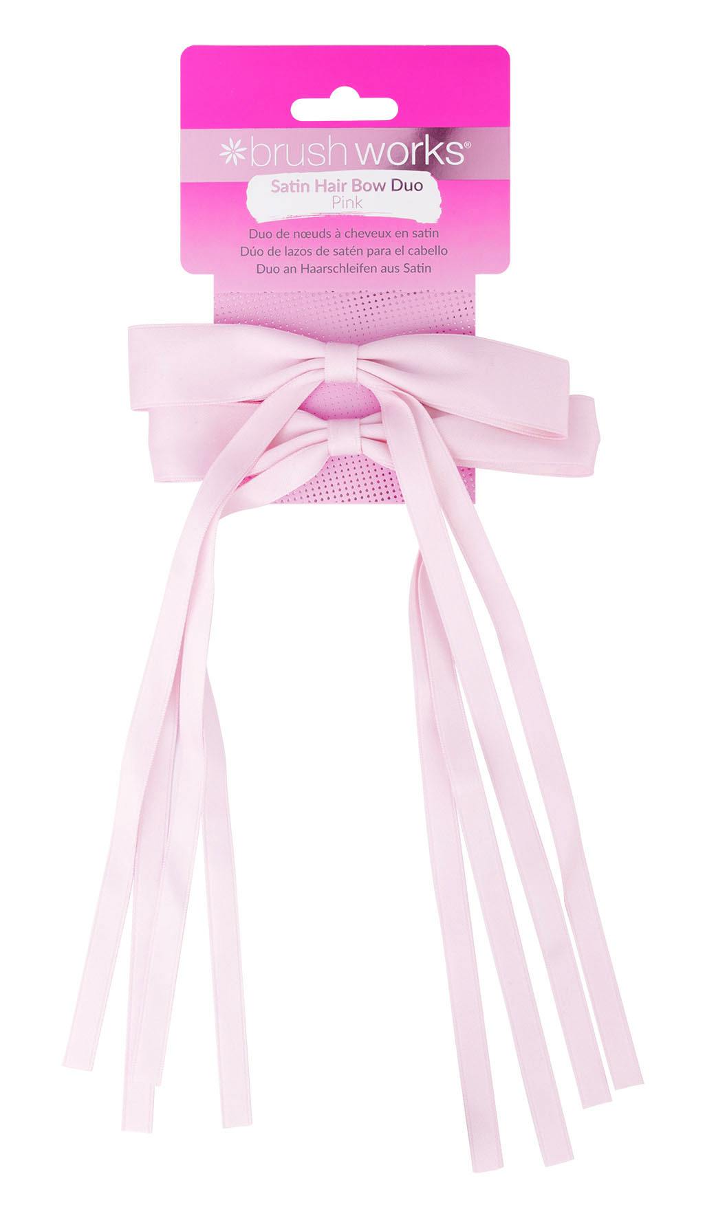 brushworks Satin Hair Bow Duo Pink 2 stk
