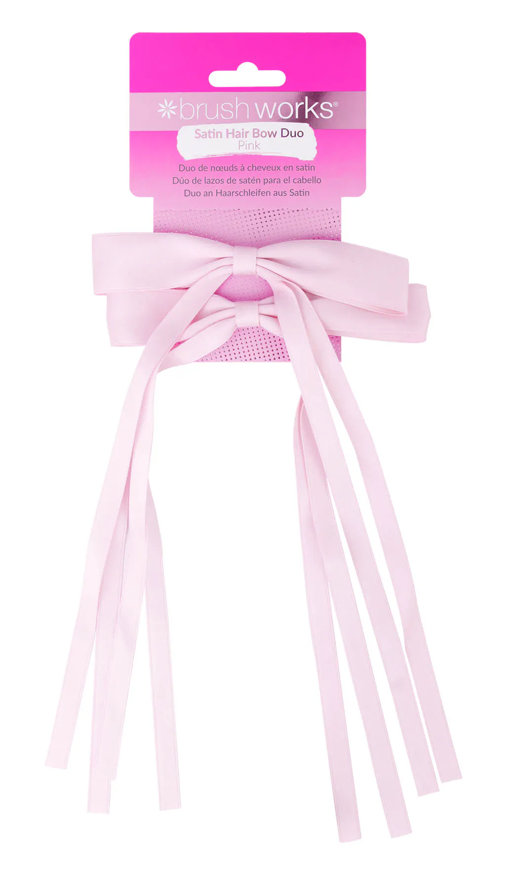 brushworks Satin Hair Bow Duo Pink 2 pcs