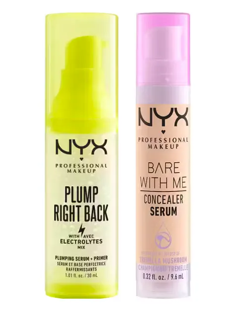 NYX Professional Make-Up Plump Right Back Primer + Serum & Bare With Me Concealer Serum Vanilla 30 ml + 9,6 ml