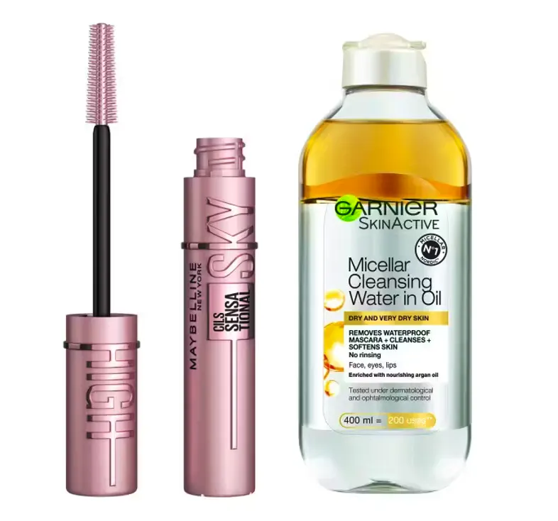 Luxplus Maybelline Lash Sensational Sky High Mascara Very Black & Garnier Micellar In Oil For Dry Skin 7,2 ml + 400 ml