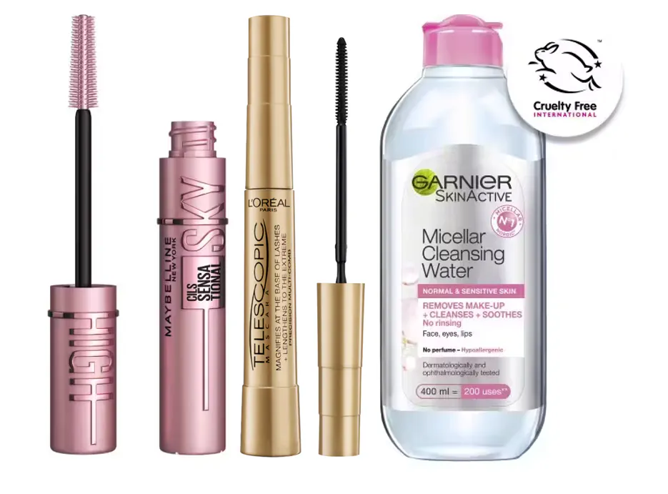 Luxplus Maybelline Sky High Mascara Very Black + L'Or&eacute;al Paris Telescopic Mascara Black + Garnier Skin Active Micellar Normal & Sensitive Skin 7,2 ml + 8 ml + 400 ml