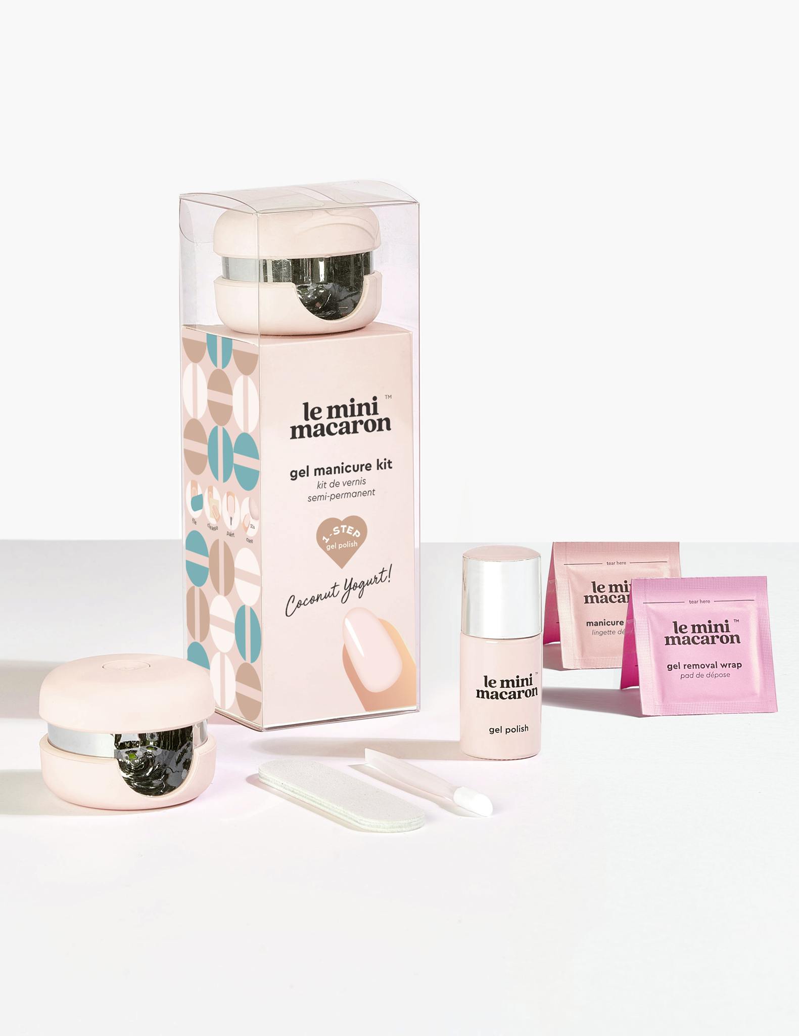 Le mini macaron Gel Manicure Kit Coconut Yoghurt 8,5 ml + 4 kpl