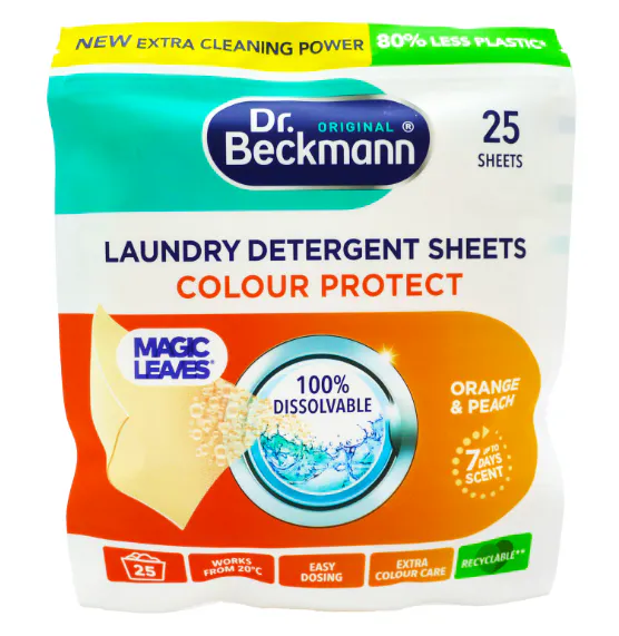 Dr. Beckmann Magic Leaves Laundry Detergent Sheets Orange & Peach 25 pcs