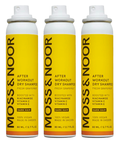 Moss & Noor After Workout Dry Shampoo Dark Hair Pocket Size 3 x 80 ml