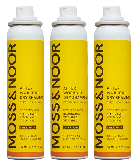 Moss & Noor After Workout Dry Shampoo Dark Hair Pocket Size 3 x 80 ml