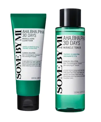Some By Mi AHA-BHA-PHA Miracle Acne Clear Foam + 30 Days Miracle Toner 150 ml + 100 ml