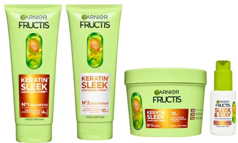 Garnier Keratin Sleek Quartet 200 ml + 200 ml + 370 ml + 50 ml