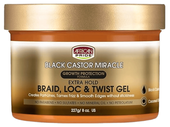 African Pride Black Castor Braid, Loc & Twist Gel 227 g