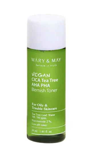 Mary & May Vegan Cica Tea Tree AHA PHA Toner 30 ml