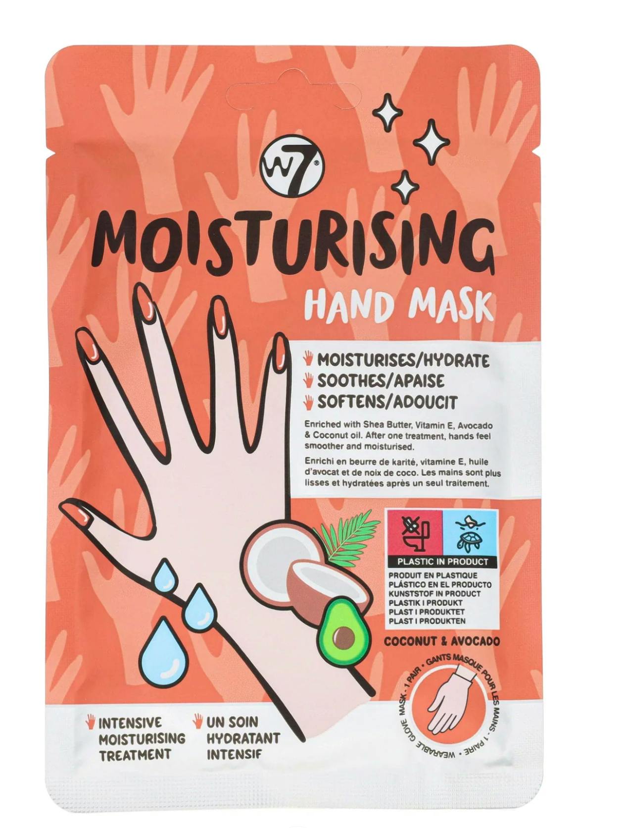 W7 Moisturizing Hand Mask Coconut & Avocado 1 paar