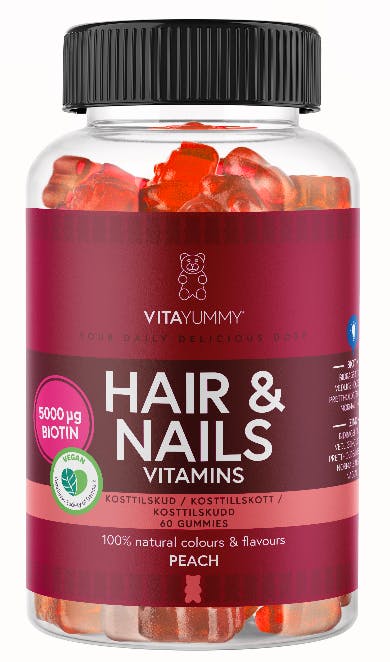 VitaYummy Hair & Nails Vitamins Peach 60 stk