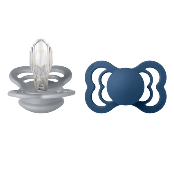 BIBS Supreme Silicone Size 1 Cloud/Steel Blue 2 st