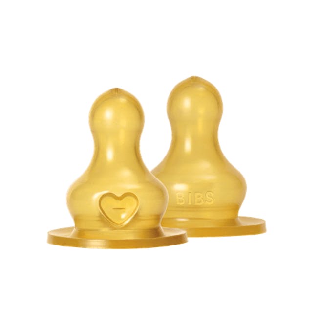 BIBS Bottle Nipple Round Latex Medium Flow 2 stk