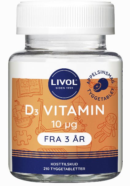 Livol D-vitamin 10µg Tyggetablet 210 stk