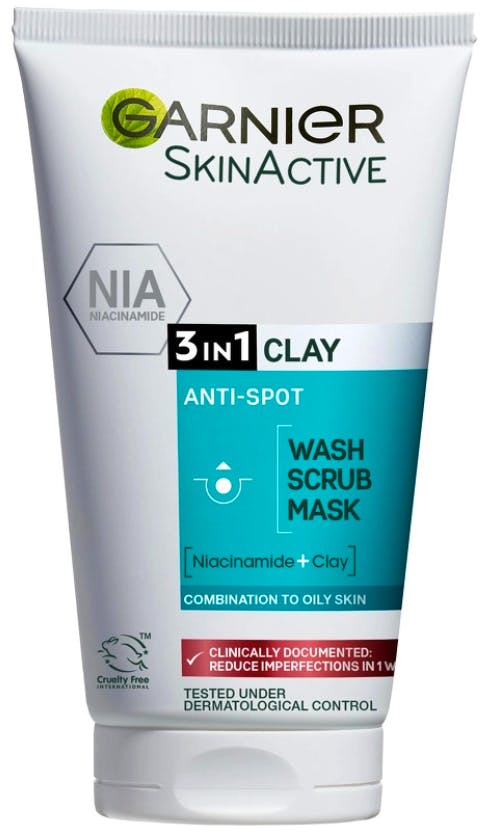 Garnier PureActive Salicylic 3in1 Anti-Pimple Clay Cleanser For Impure Skin 150 ml