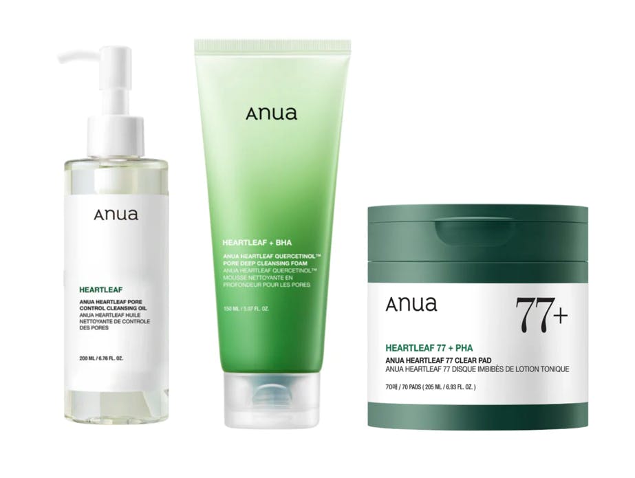 Anua Heartleaf Pore Control Cleansing Oil + Deep Cleansing Foam + Toner Pad 200 ml + 150 ml + 70 stk