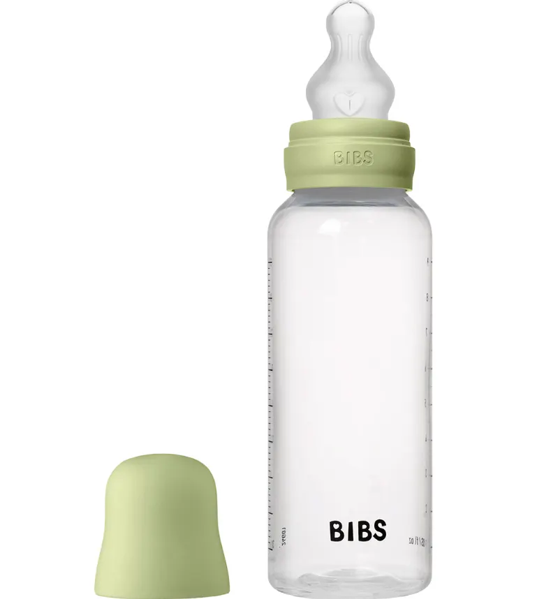 BIBS Baby Bottle Round Silicone Medium Flow Sage 270 ml