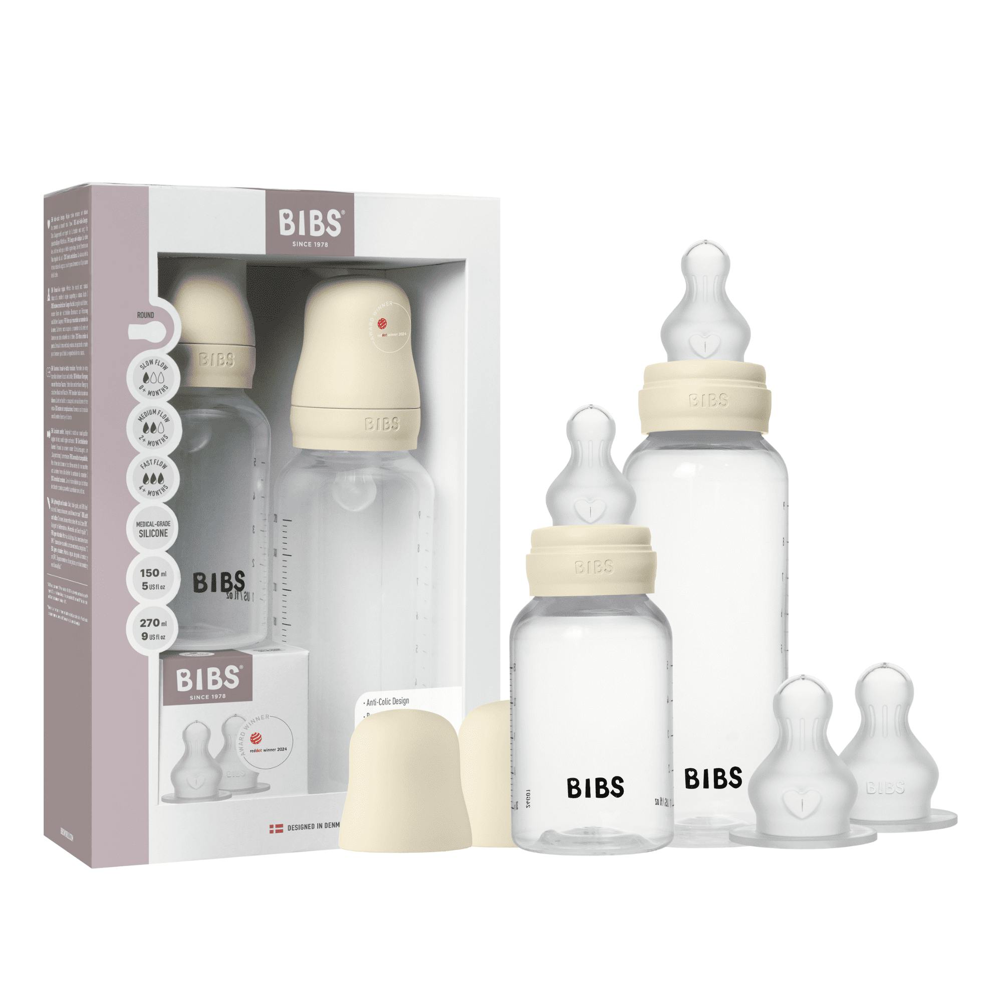 Bibs Grow And Flow Baby Bottle Round Silicone Set Ivory 150 270 Pcs Stk