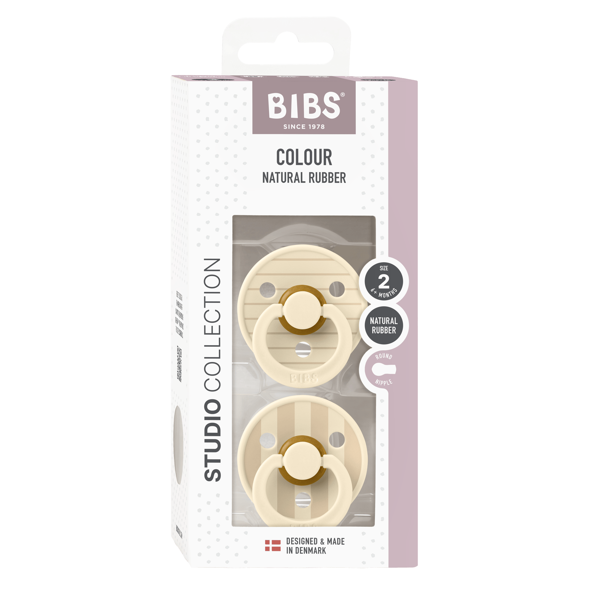 BIBS Pacifier Studio Colour Pin Latex Size 2 Ivory Vanilla Mix 2 stk