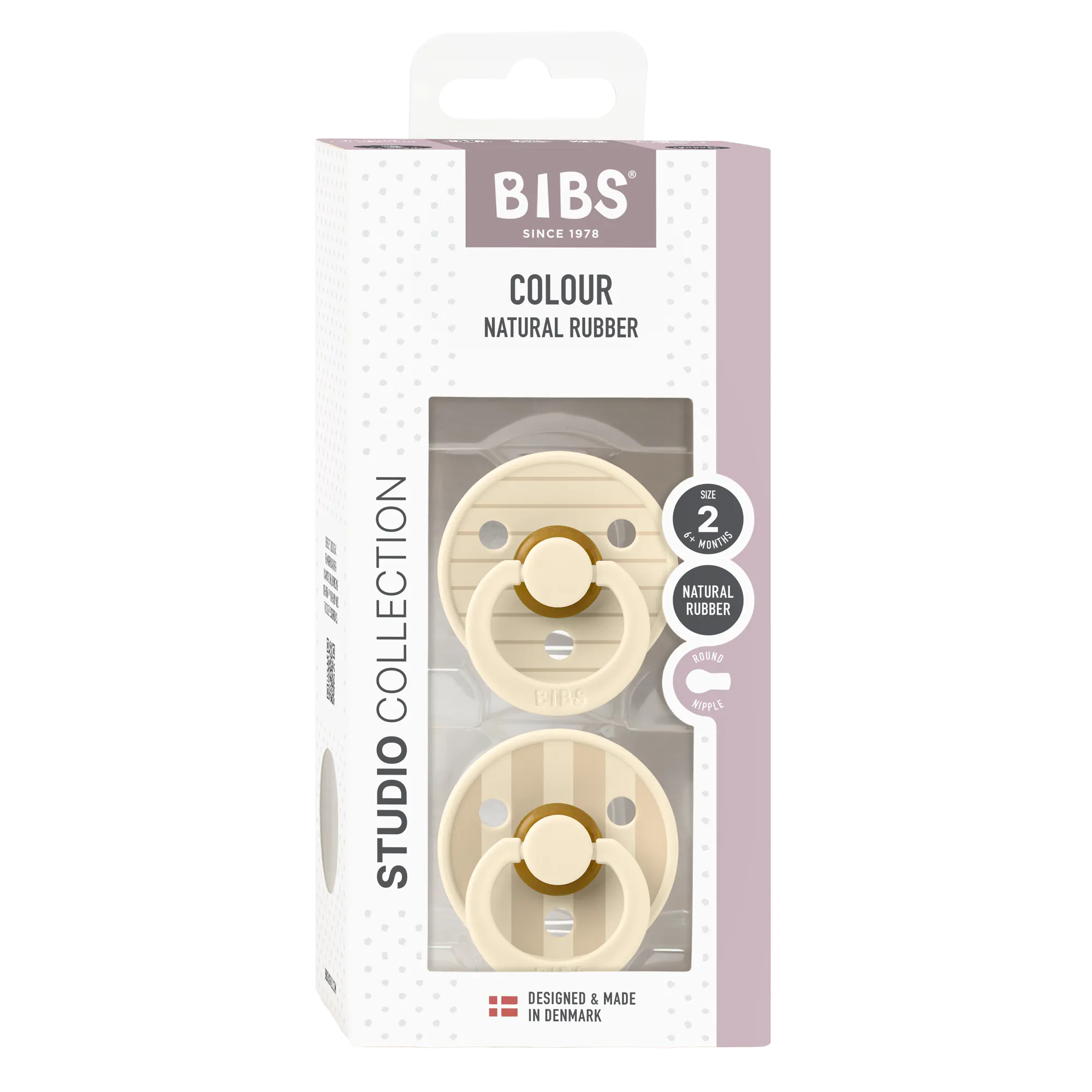 BIBS Pacifier Studio Colour Pin Latex Size 2 Ivory Vanilla Mix 2 st
