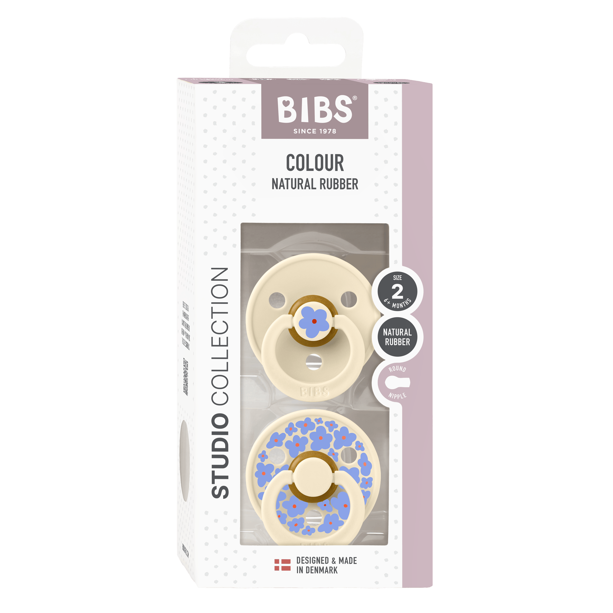 BIBS Pacifier Studio Colour Jasmine Latex Size 2 Ivory Mix 2 stk