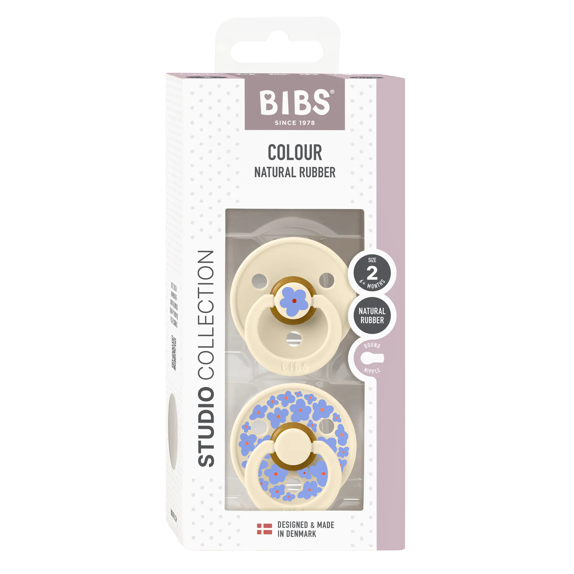 BIBS Pacifier Studio Colour Jasmine Latex Size 2 Ivory Mix 2 st