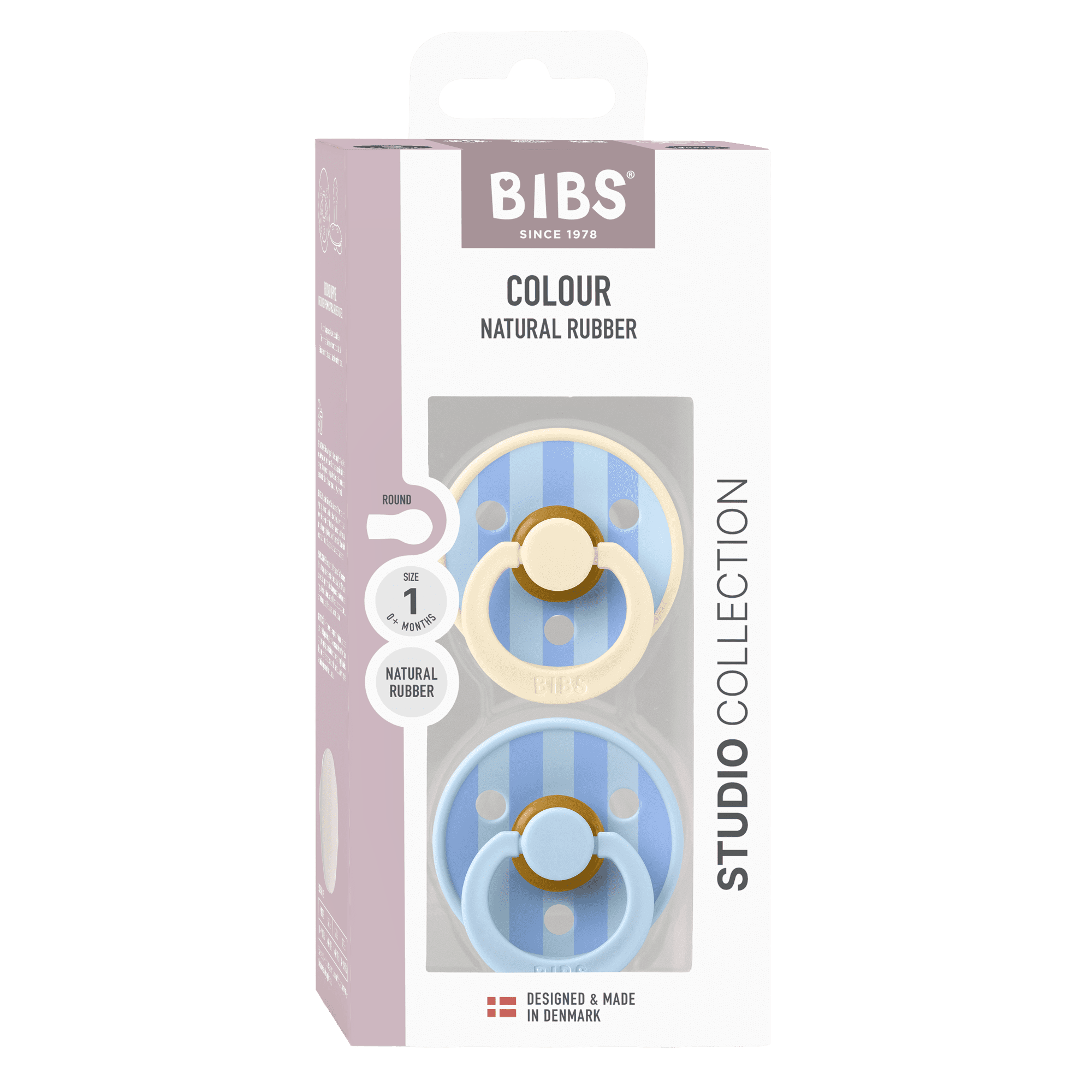 BIBS Pacifier Studio Colour Block Latex Size 1 Blue Mix 2 stk