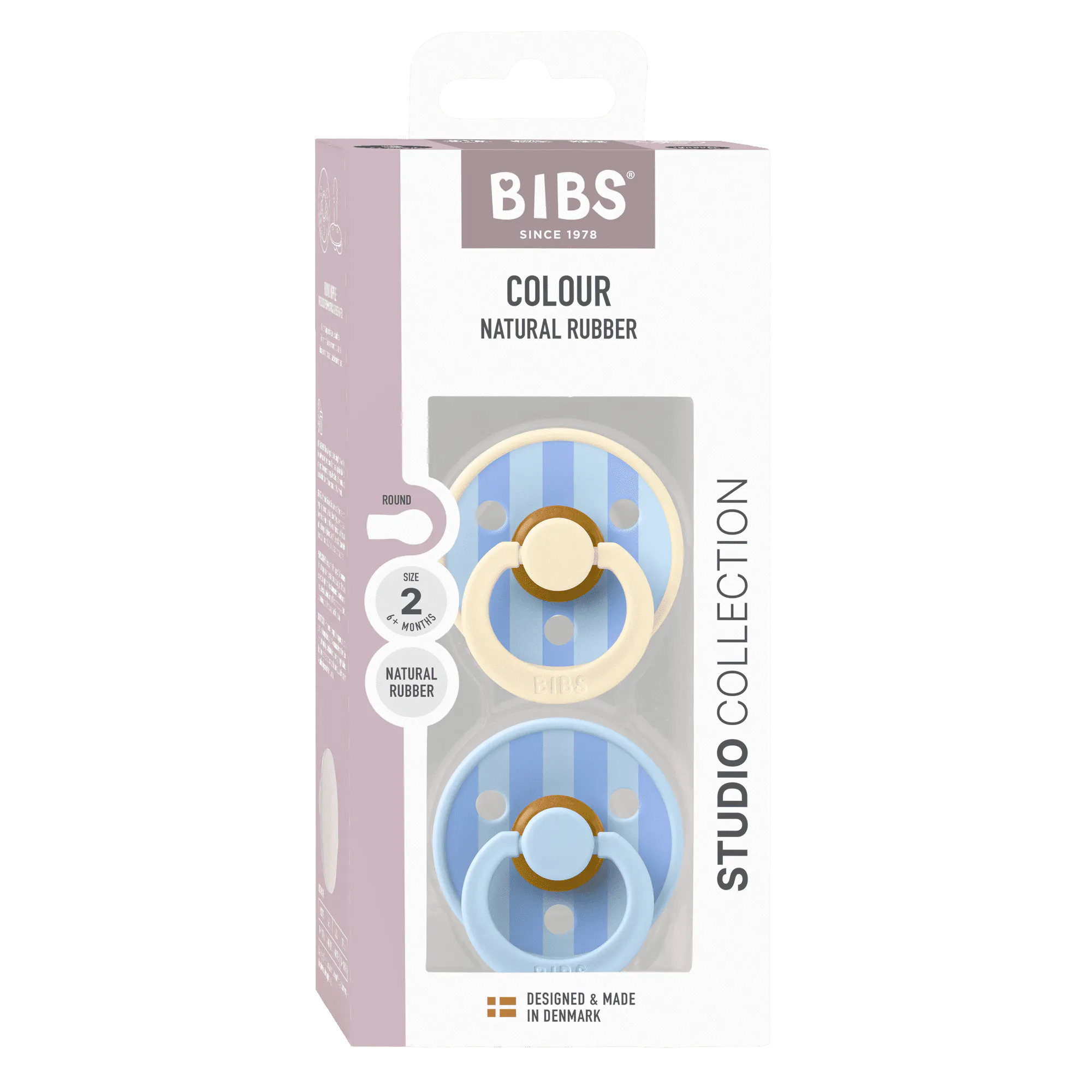 BIBS Pacifier Studio Colour Block Latex Blue Mix 2 st