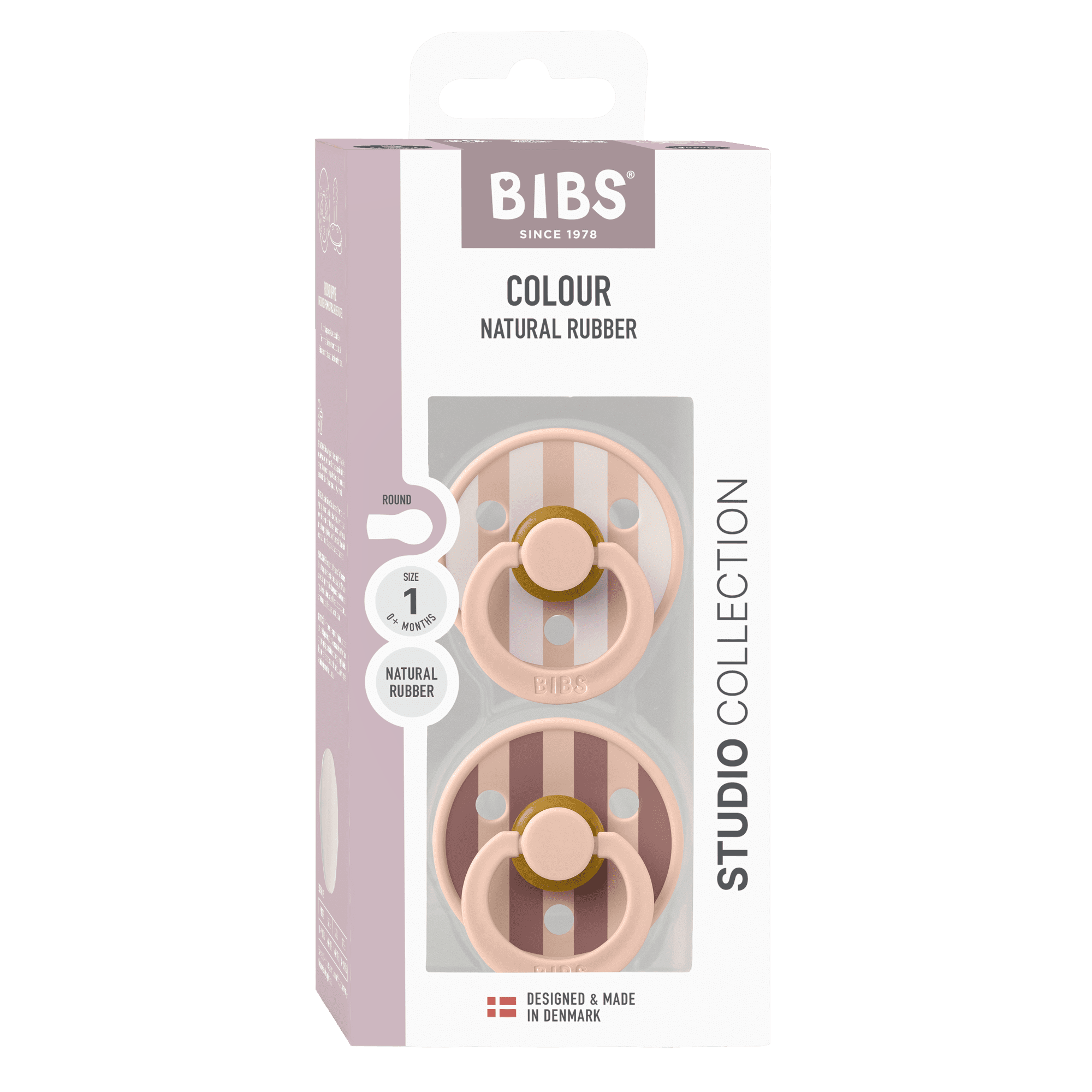 BIBS Pacifier Studio Colour Block Latex Size 1 Blush Mix 2 st