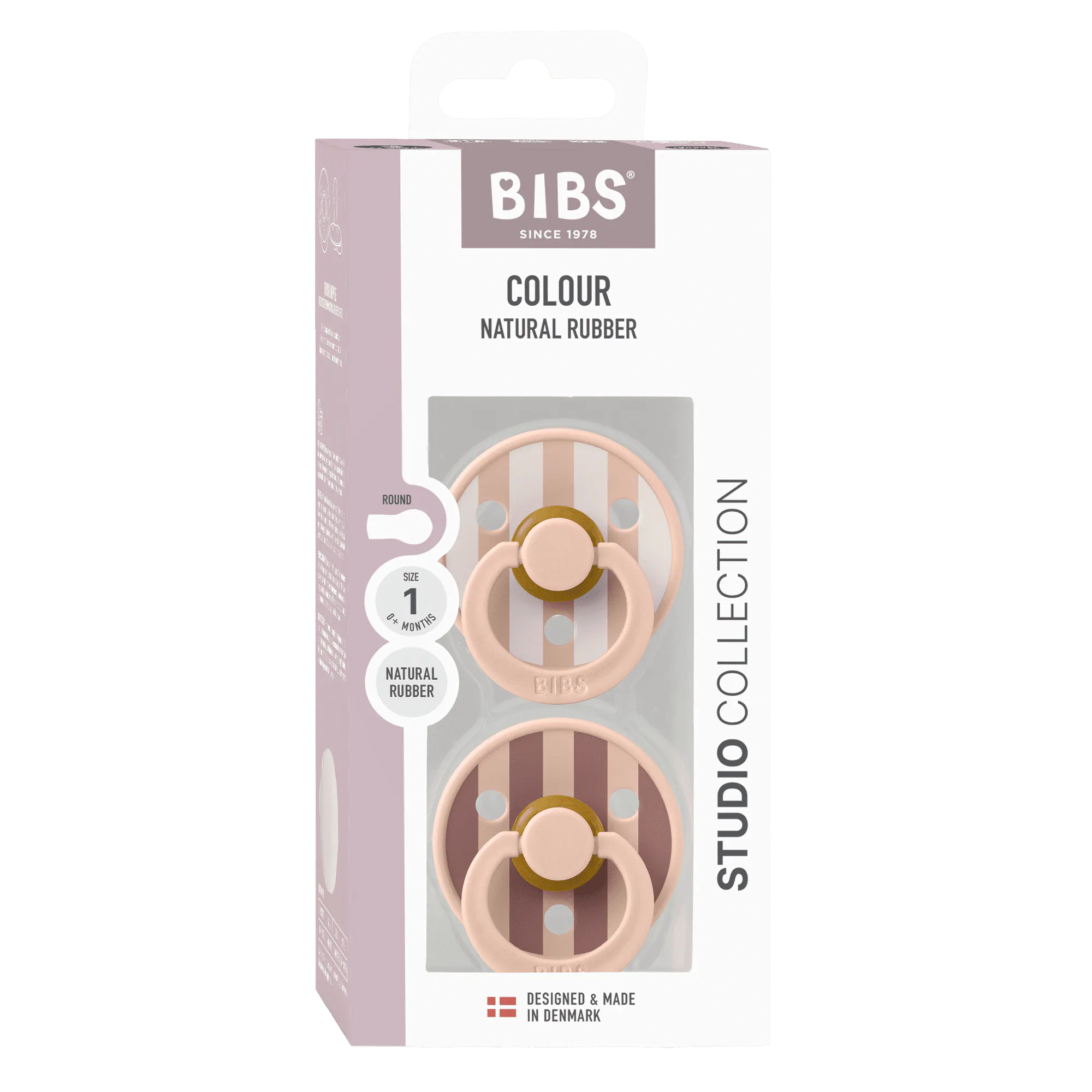 BIBS Pacifier Studio Colour Block Latex Size 1 Blush Mix 2 st