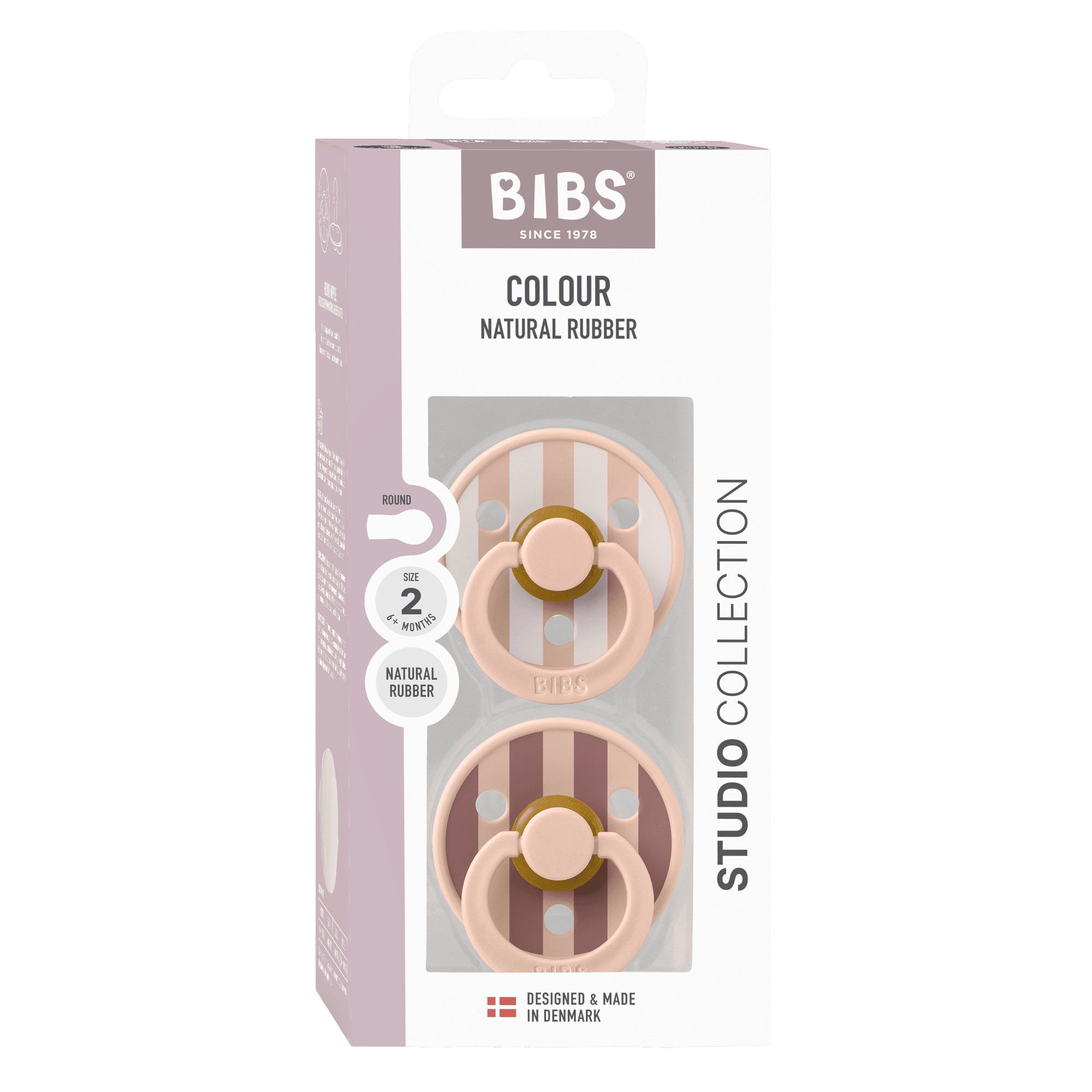 BIBS Pacifier Studio Colour Block Latex Size 2 Blush Mix 2 stk