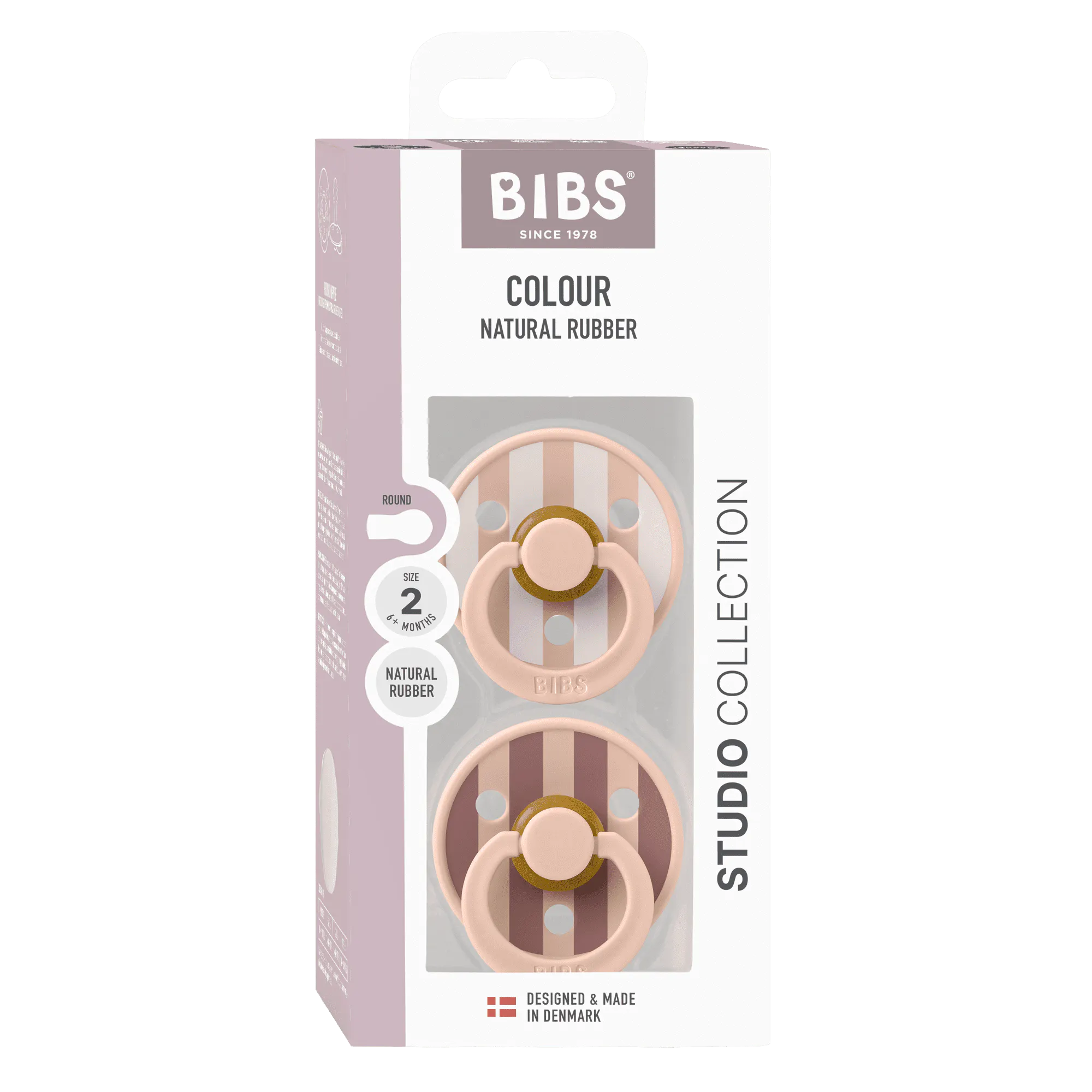 BIBS Pacifier Studio Colour Block Latex Size 2 Blush Mix 2 st