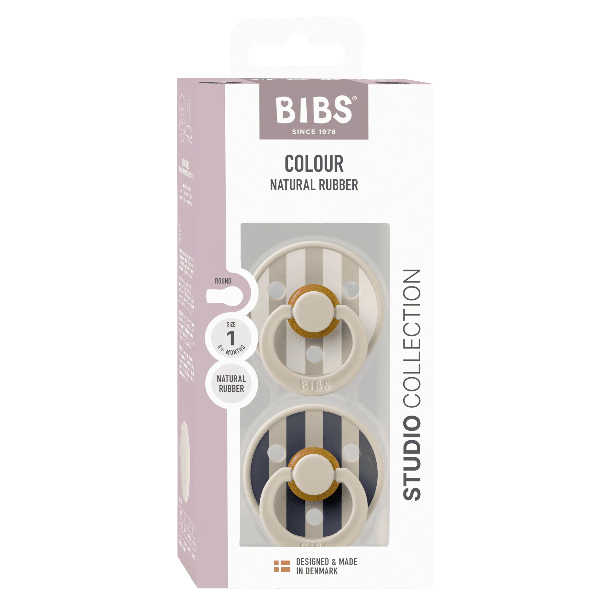 BIBS Pacifier Studio Colour Block Latex Size 1 Sand Mix 2 st