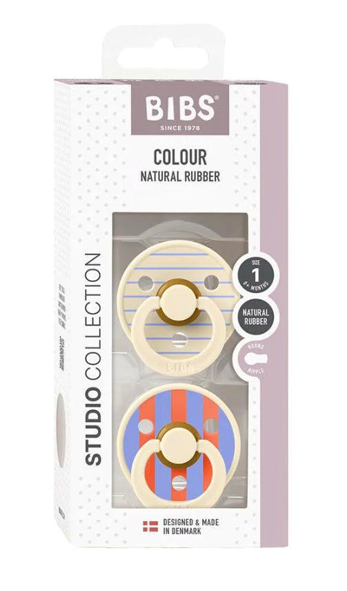 BIBS Pacifier Studio Colour Pin Latex Size 1 Ivory Hush Mix 2 stk