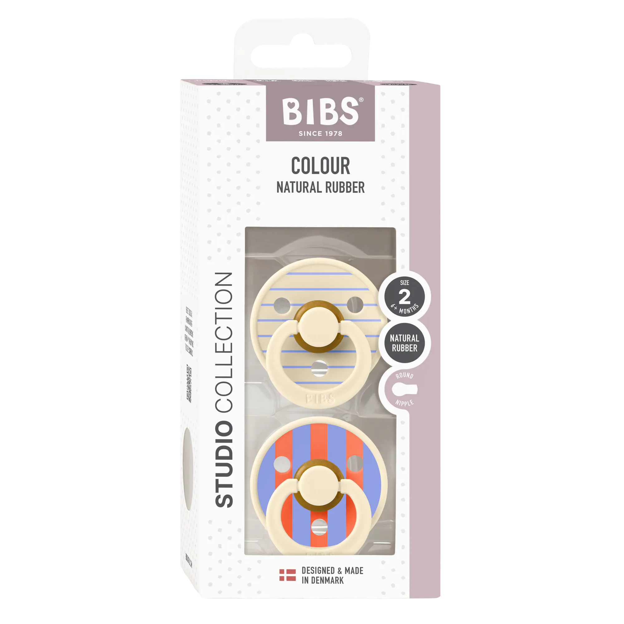 BIBS Pacifier Studio Colour Pin Latex Size 2 Ivory Hush Mix 2 st