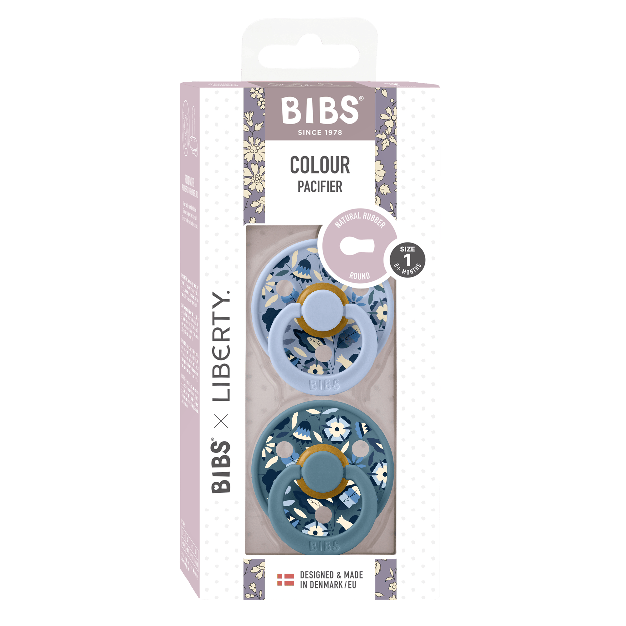 BIBS BIBS x Liberty Colour Latex Size 1 Bobo Dusty Blue Mix 2 stk