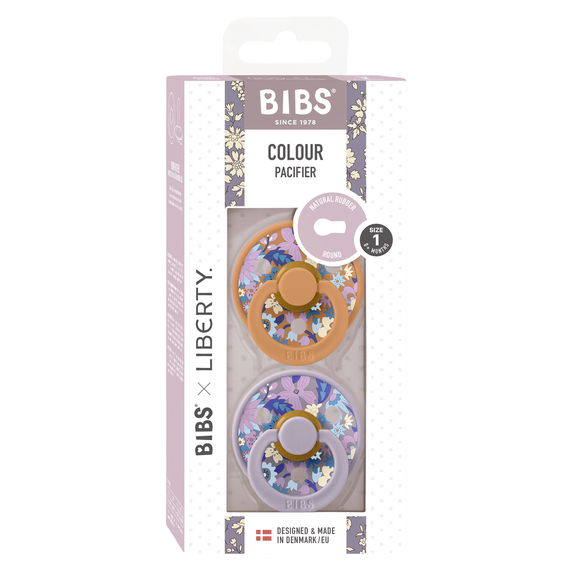 BIBS BIBS x Liberty Colour Latex Size 1 June Blossom Pumpkin Mix 2 stk