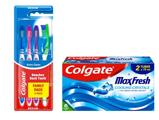 Colgate Toothpastes & Toothbrushes Bundle 4 pcs + 75 ml + 75 ml