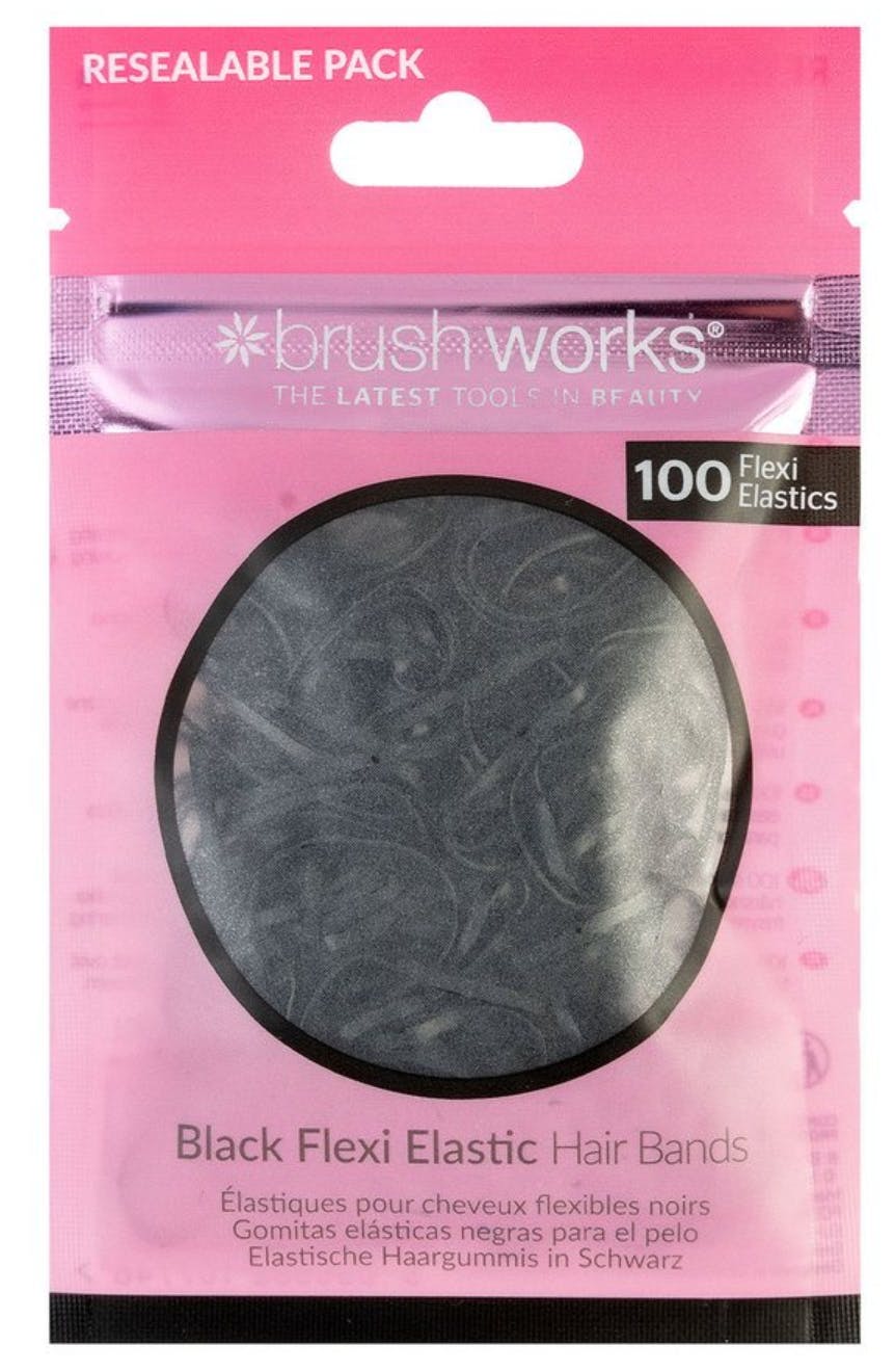 brushworks Black Flexi Elastic Hair Bands 100 st