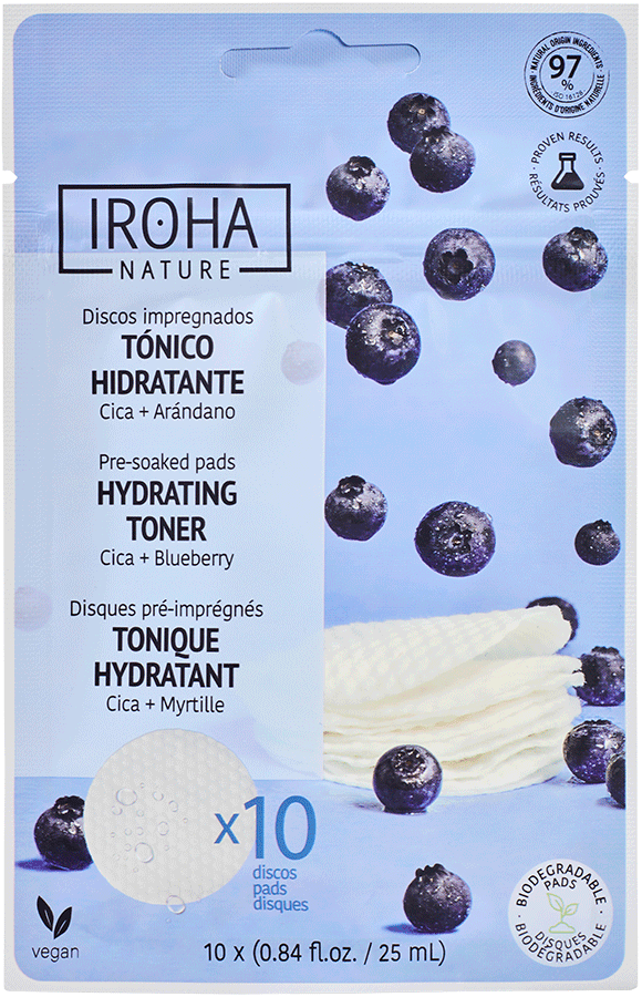IROHA Nature Hydrating Toner Pads Cica + Blueberry 10 st